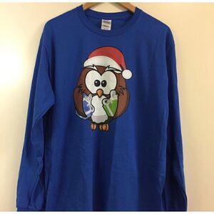 Christmas Owl Long Sleeve Tshirt Size Large